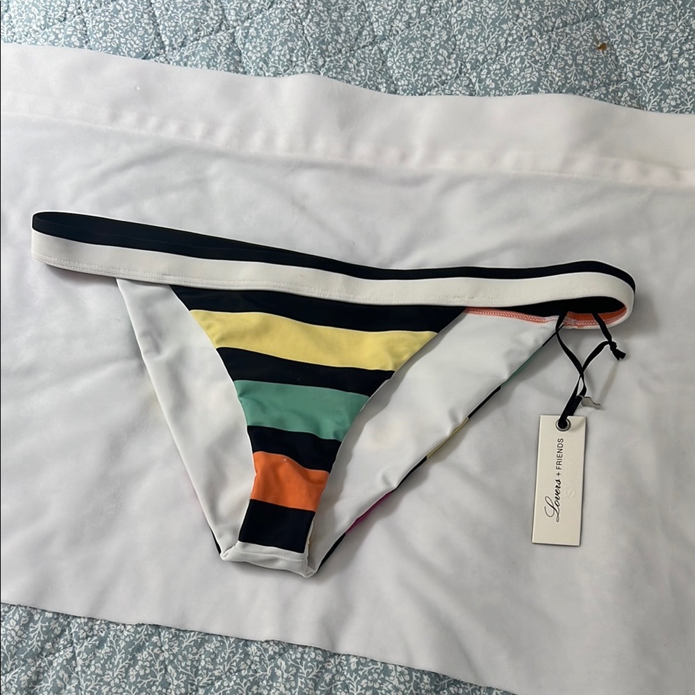 Lovers + Friends‎ White and Orange Bikini Bottom